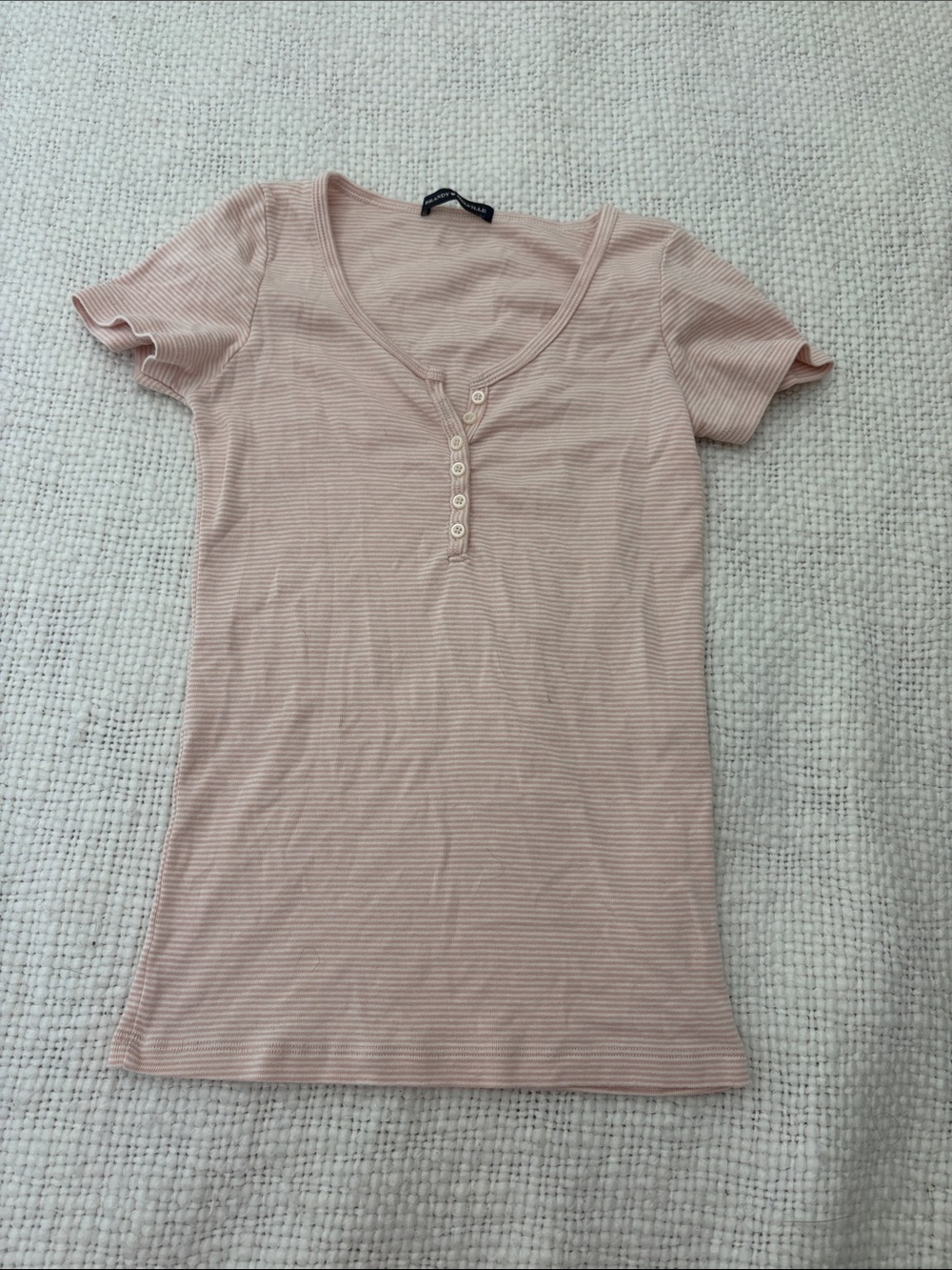Brandy Melville light pink button t-shirt top